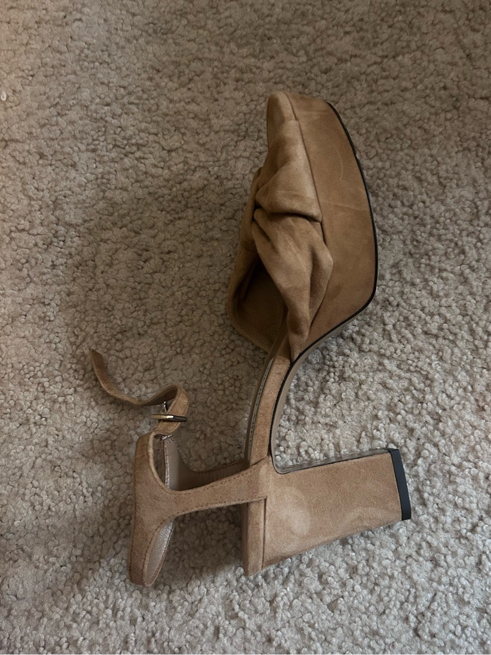 Jimmy Choo Tan Suede Knot Heloise 85 Platform Sandals Size 38 - Picture 9 of 9